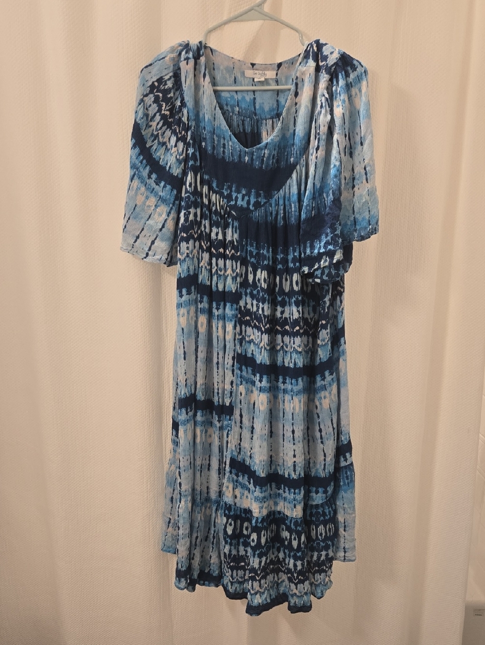 Go Softly Blue Tie-Dye Midi Dress